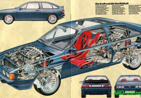 Volkswagen Scirocco II (Фольцваген Сцирокко 2) - чертежи (рисунки) автомобиля
